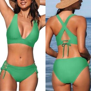 NWT Women's Cross Back Tie Bikini Set‎ Swimsuit SIZE XS